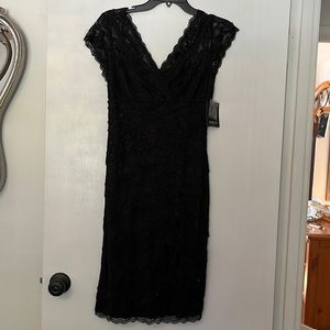 MARINA lace and beaded black dress Size 2 NWT